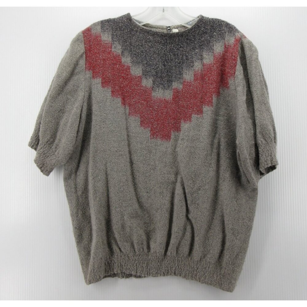 Ikat Sweater Medium Pullover Geometric Artsy Cutout Back Aztec *